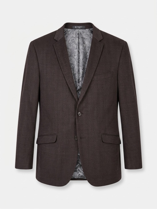 Tazio Other - Tazio Italy Men's Brown Micro Check Sport Coat Blazer 46L Paisley Lined